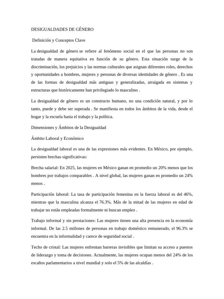 Desigualdades de Género | PDF | Desigualdad social | Discriminación y ...