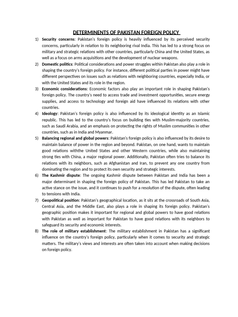 Determinents of Pakistan Foreign Policy | PDF | Pakistan ...