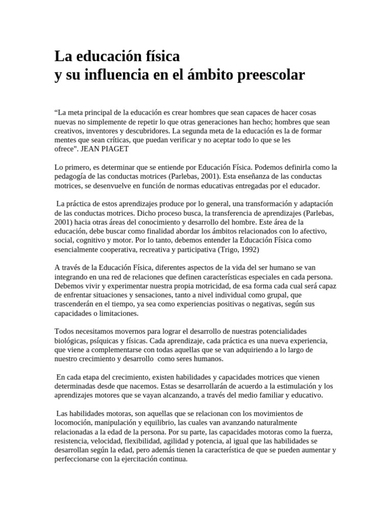 La Edu - Fisica en Preescolar | PDF | Educación de la primera infancia ...