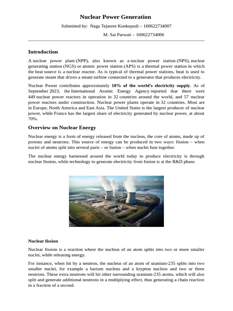 Nuclear Power Generation Power Systems Ass-1 | PDF | Nuclear Fuel ...