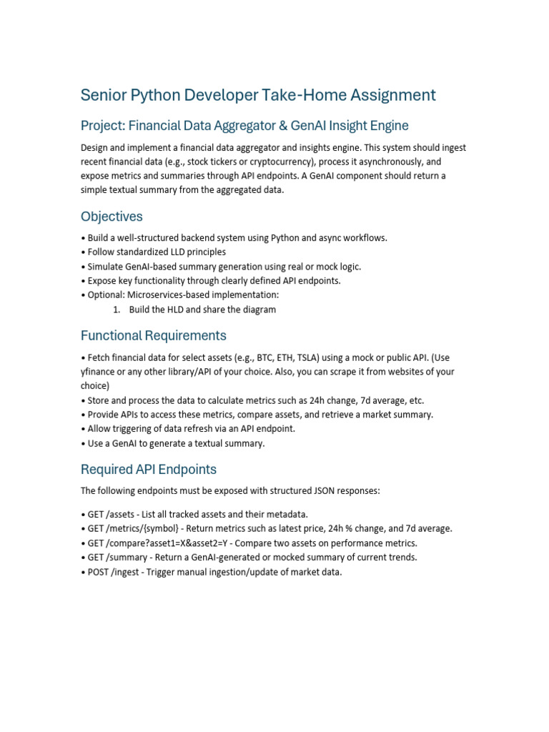 Sr. Dev Take Home Assignment | PDF | Data | Unit Testing