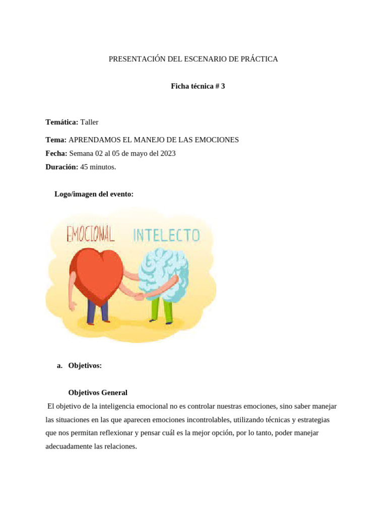 Taller # 3 Manejo de Emociones | PDF | Las emociones | Inteligencia ...