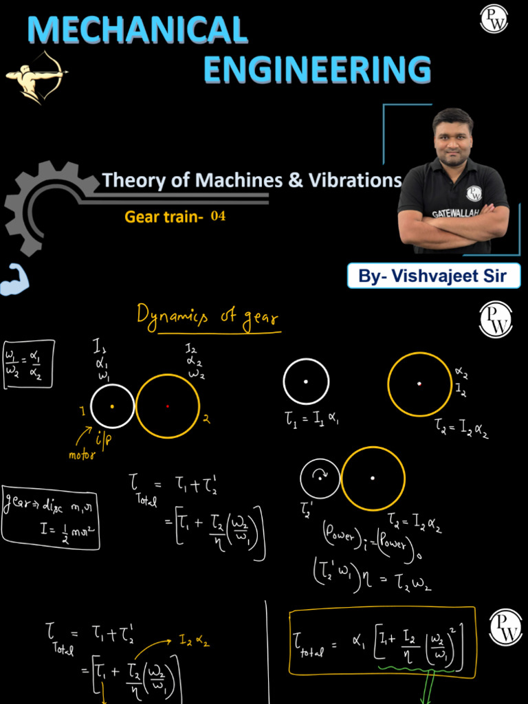 (Theory of Machines and Vibrations) Gear Train 04 Class | PDF