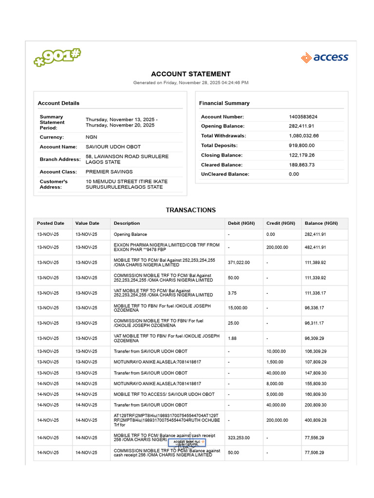 Statement_1403583624_20251128162447 | PDF | Debits And Credits | Economies