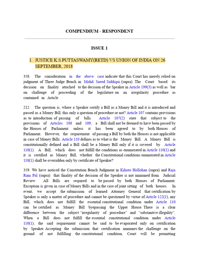 Compendium - Respondent | PDF | Constitutional Law | Legal Documents