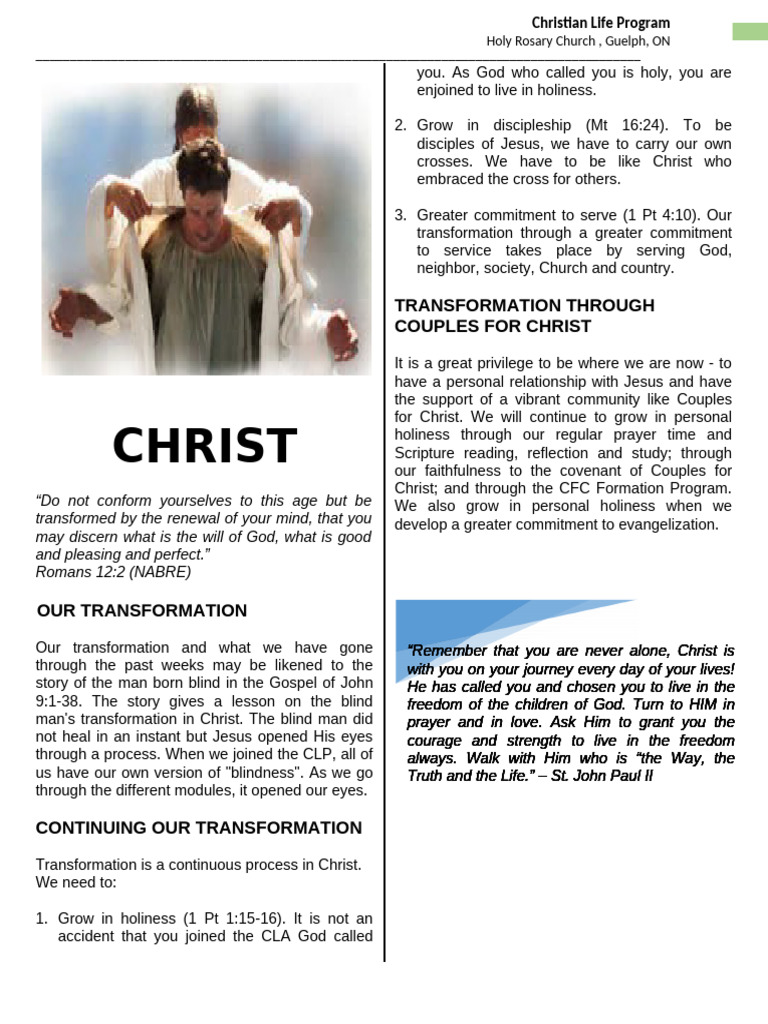 Talk 8 - Partificipant's Handout | PDF | Jesus | Disciple (Christianity)