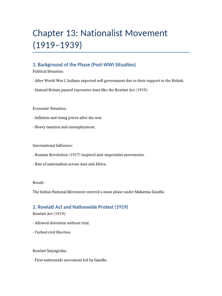 UPSC Nationalist Movement 1919 1939 Bipan Chandra Notes | PDF | British ...
