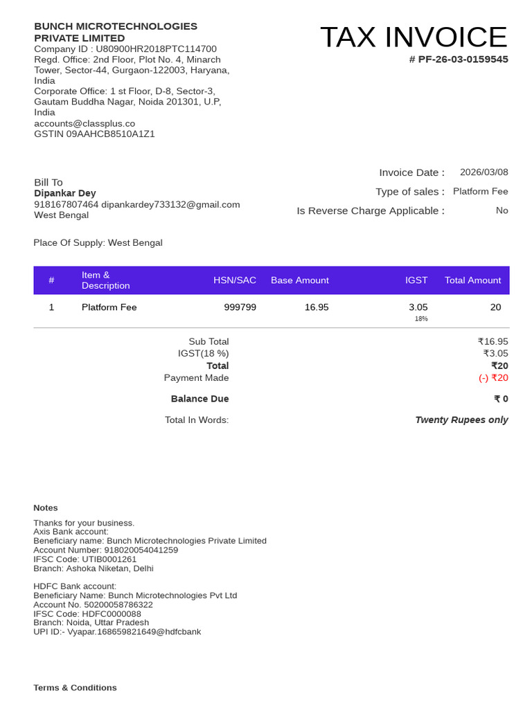 Tax Invoice: Invoice Date: Type of Sales: Is Reverse Charge Applicable ...