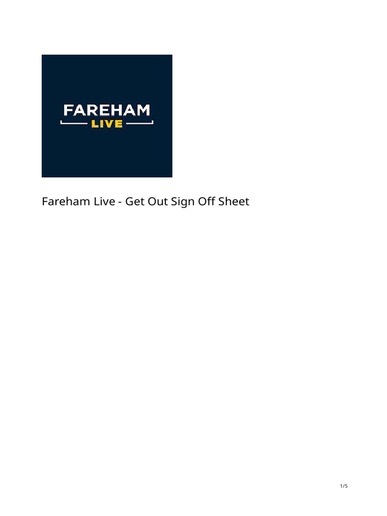 Fareham Live - Get Out Sign Off Sheet | PDF