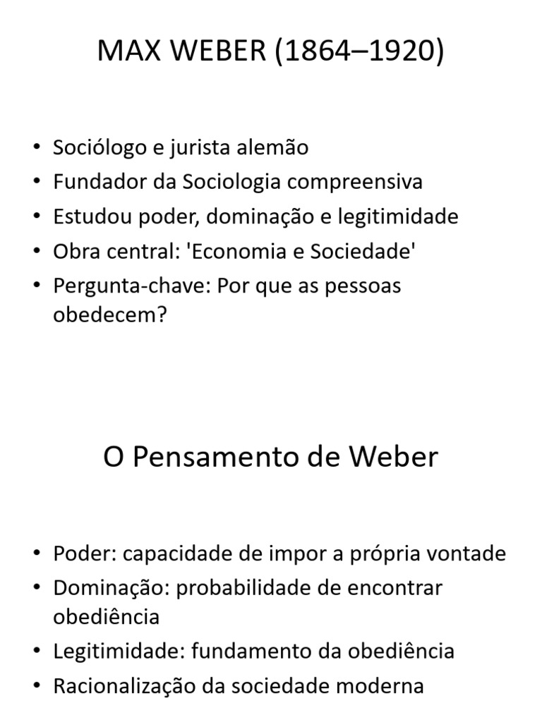 Aula 02 Max Weber e Seu Pensamento | PDF