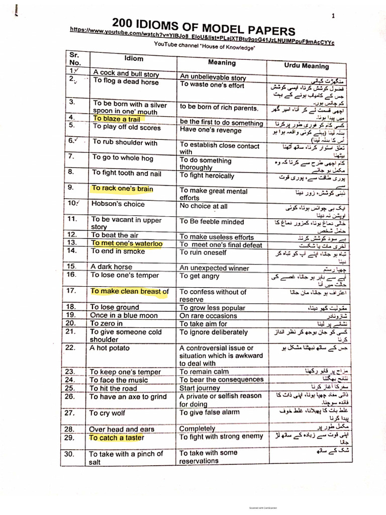 2 Idioms From Hok Channel | PDF