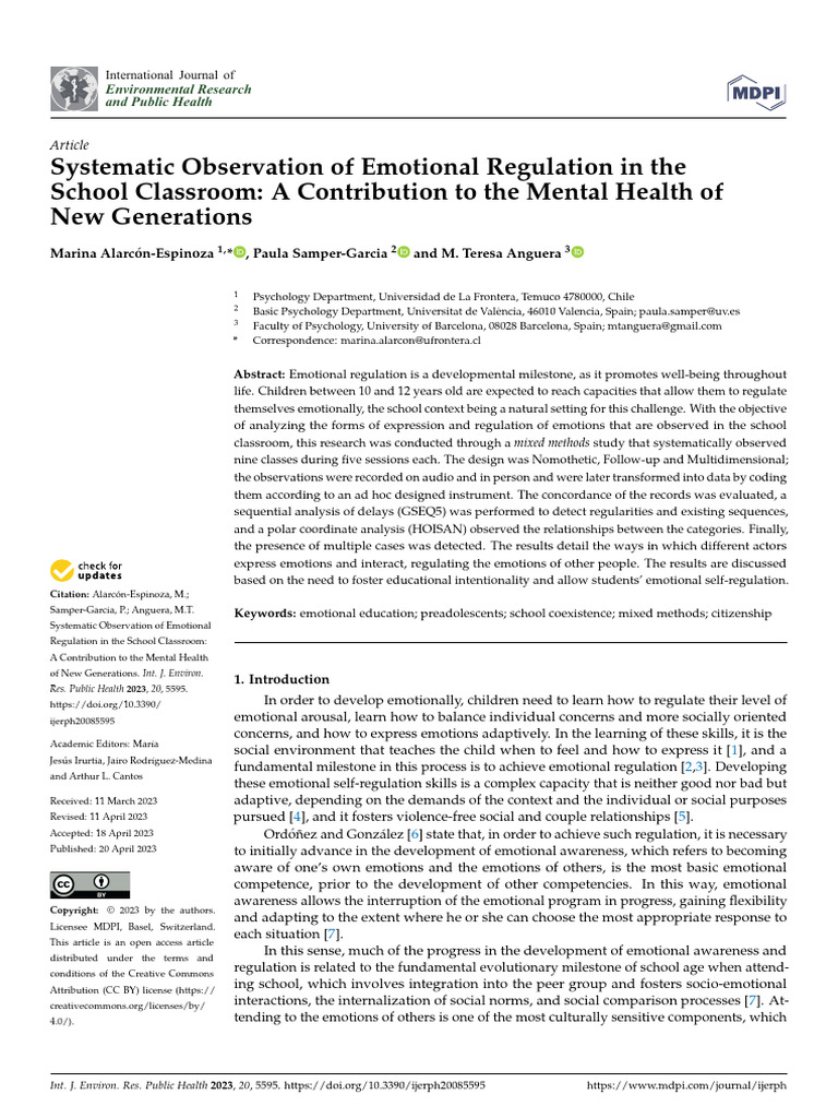 Systematic Observation of Emotional Regulation in | PDF | Emotional ...