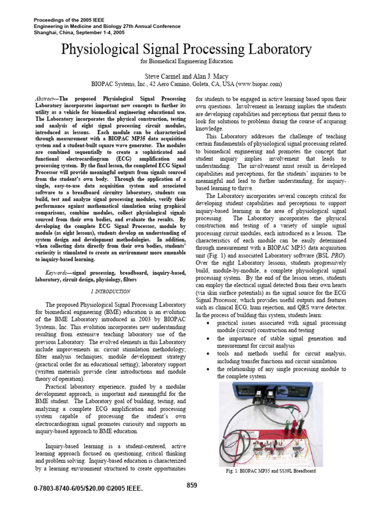 Sigal Processing ECG | PDF