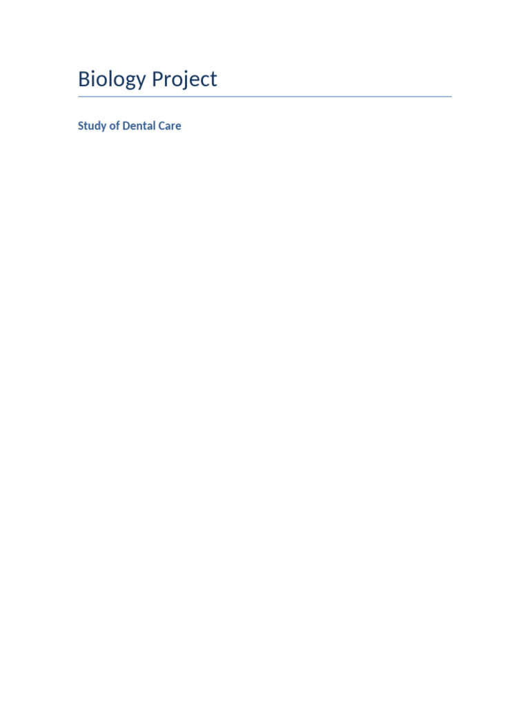 Class11 Biology Dental Care Project | PDF | Oral Hygiene | Human Tooth