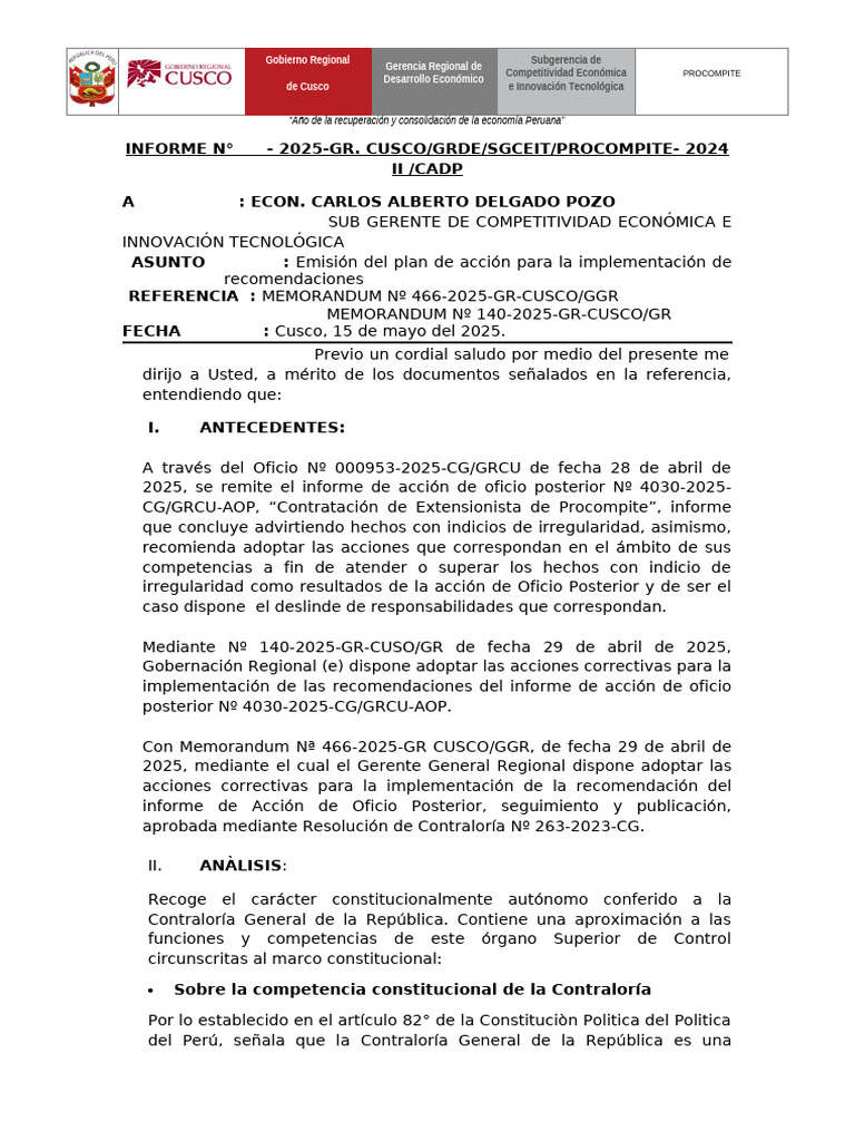 INFORME Sobre El Plan de Acciòn Mayo[1] | PDF | Gobierno