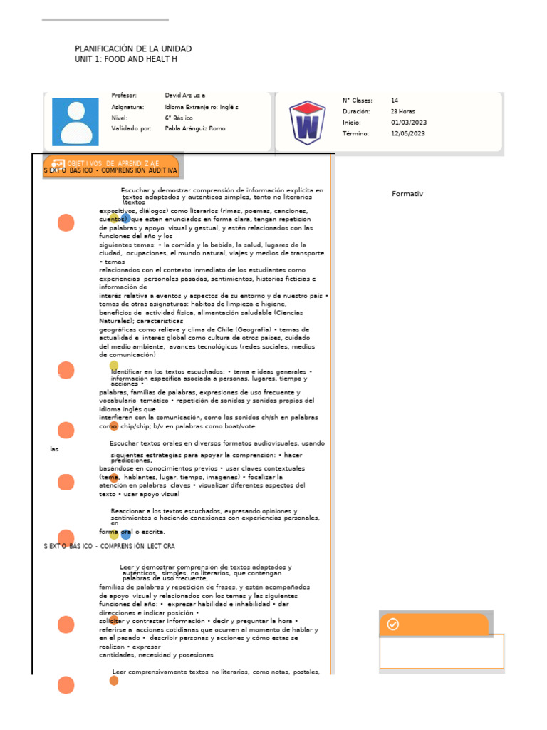 Ingles Sextobasico Unidad1 | PDF | Maestros | Comprensión lectora