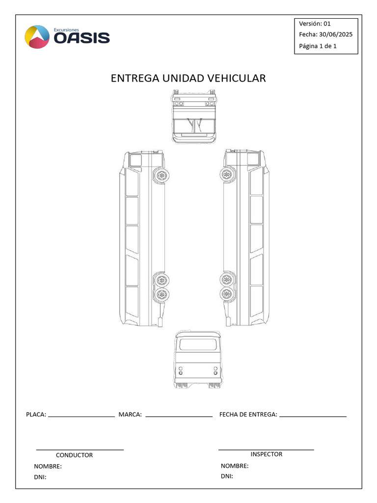 Formato Grafico de Entrega de Unidad Bus | PDF