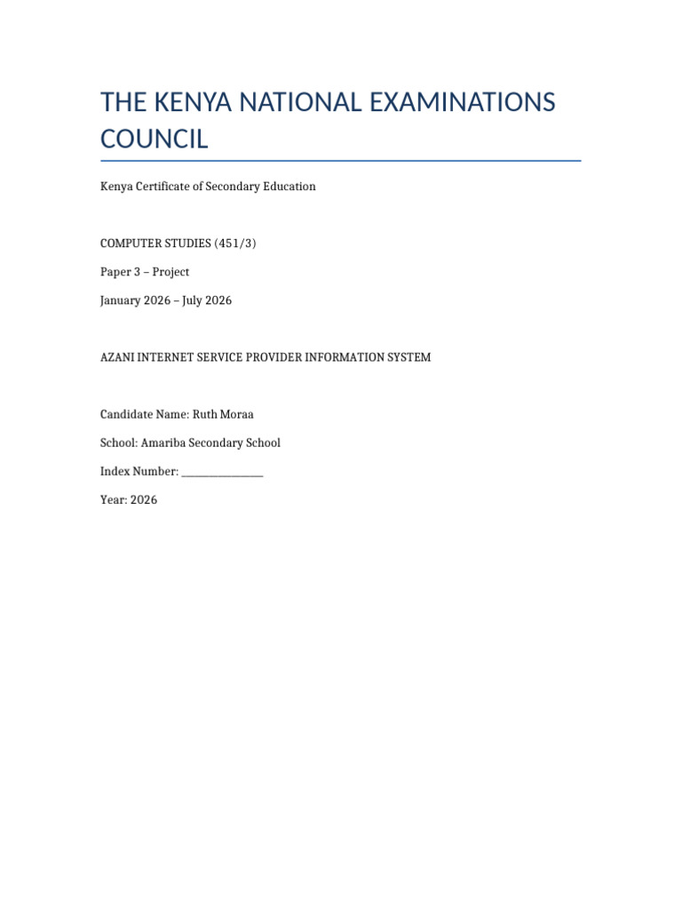 Ruth Moraa Azani Project DETAILED Version | PDF | Microsoft Access | Data