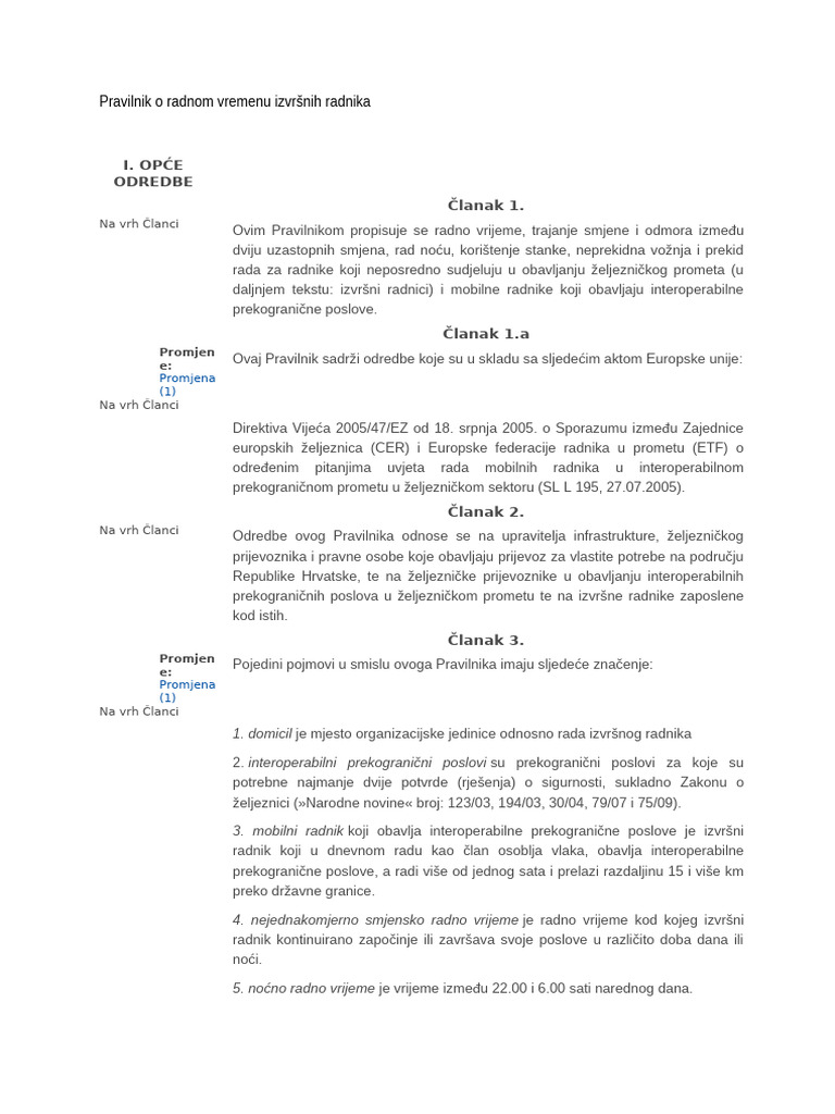 Pravilnik o Radnom Vremenu Izvršnih Radnika | PDF