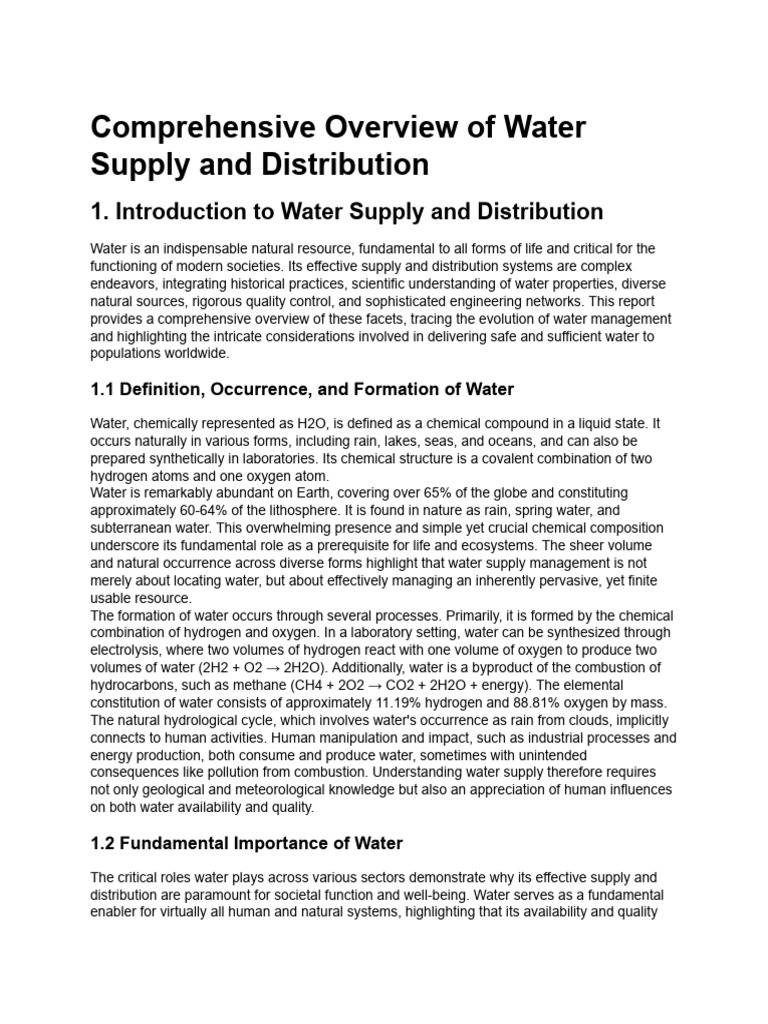 Water Supply and Distribution Overview | PDF | Water | Groundwater