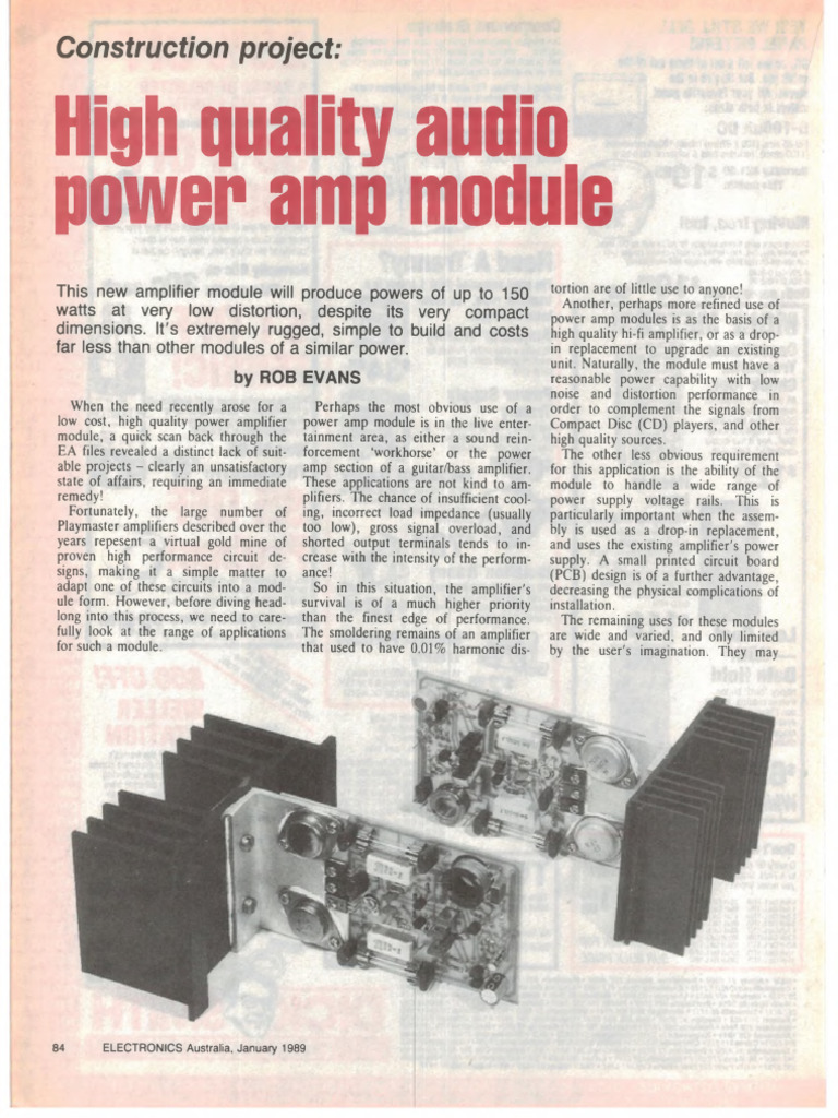 EA1989-01-High Quality Audio Power Amp Module | PDF | Amplifier | Power ...