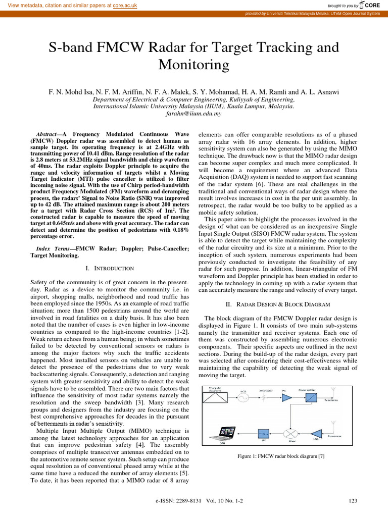 S Band FMCW Radar For Target Tracking An | PDF | Radar | Amplifier