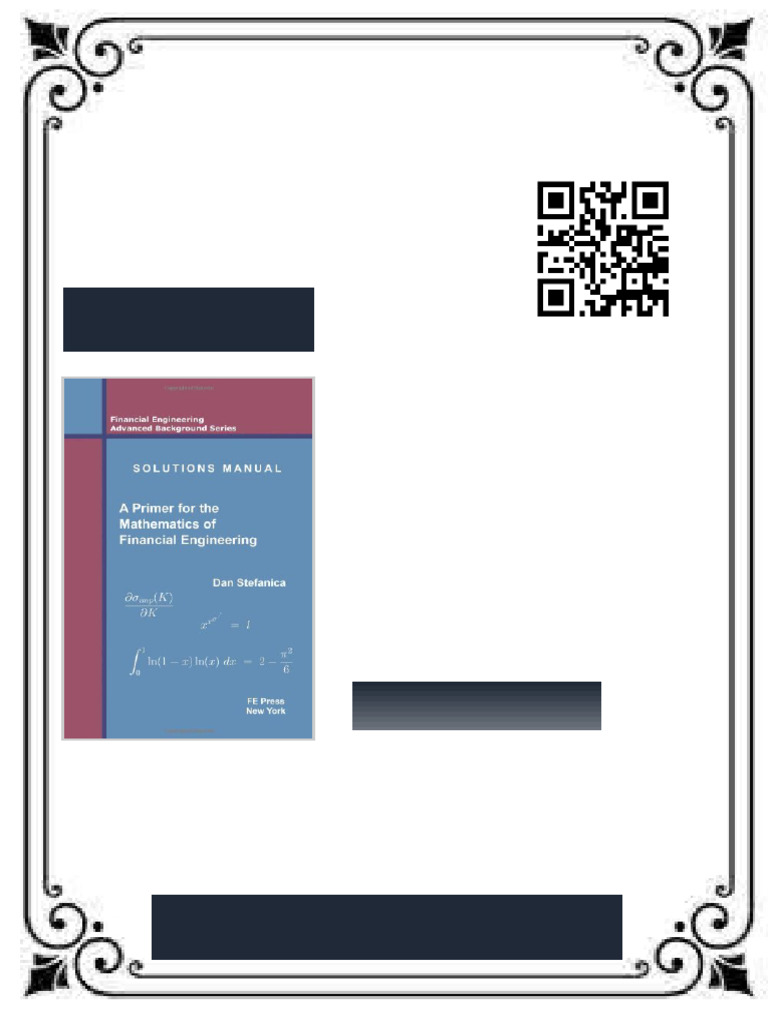 Solutions Manual A Primer For The Mathematics of Financial