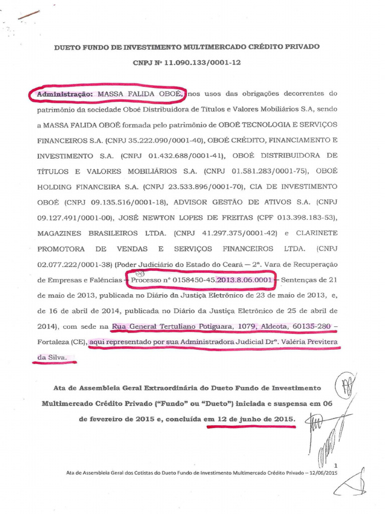 Administração Da Massa Falida OBOÉ | PDF