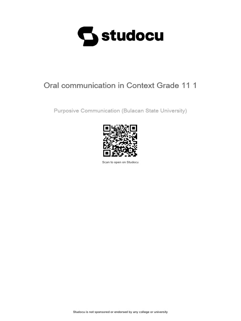Oral Communication in Context Grade 11 1 | PDF | Communication ...