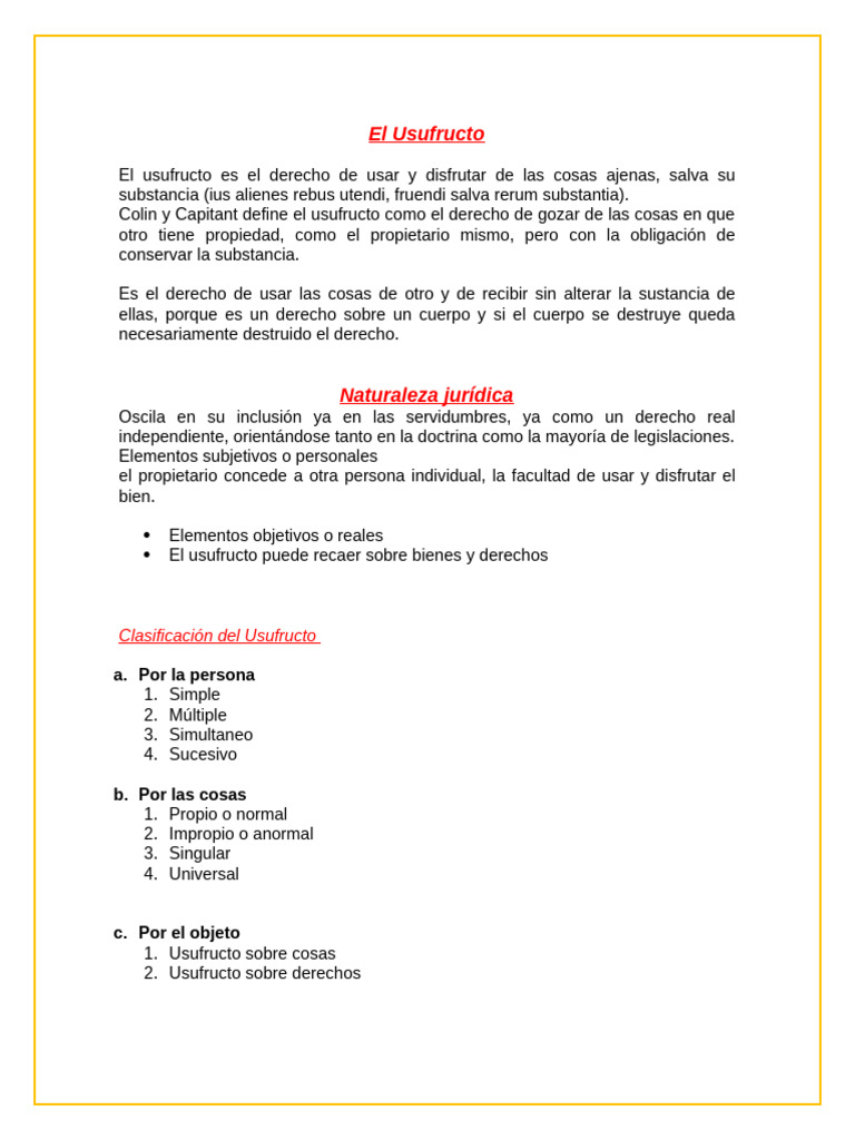 Usufructo | PDF | Propiedad | Derecho Civil (Common Law)