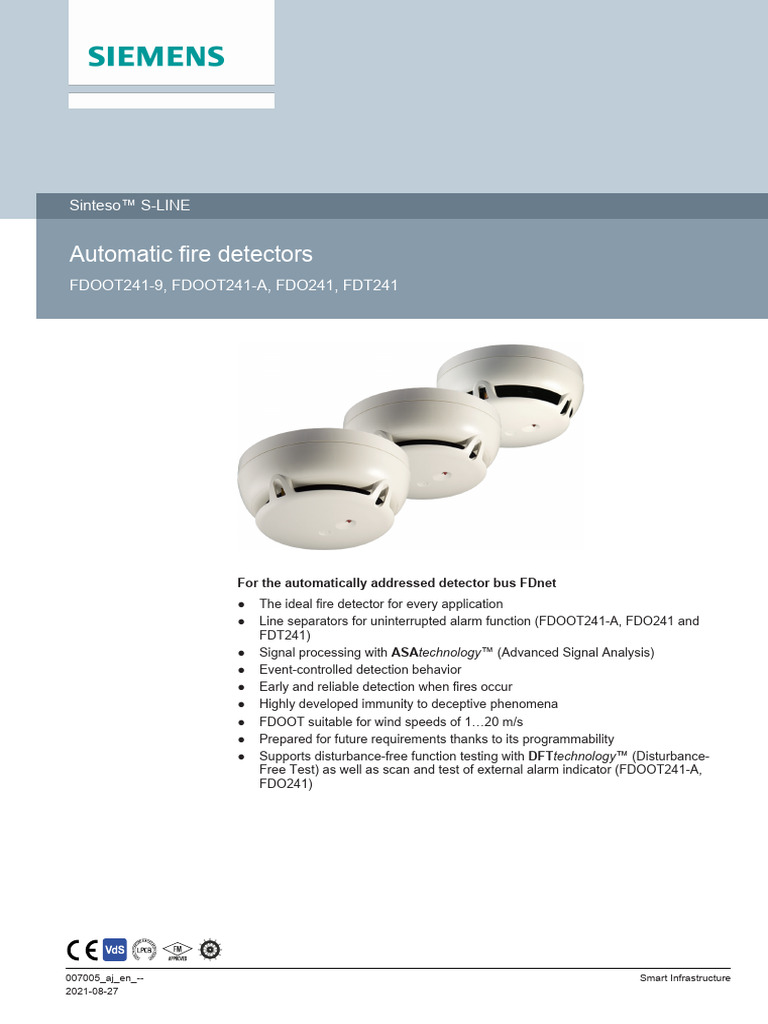 FDOOT Automatic Fire Detectors En | PDF | Sensor | Smoke