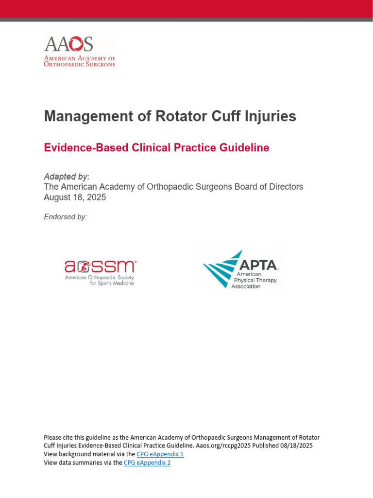Rotator Cuff CPG | PDF | Shoulder | Medicine