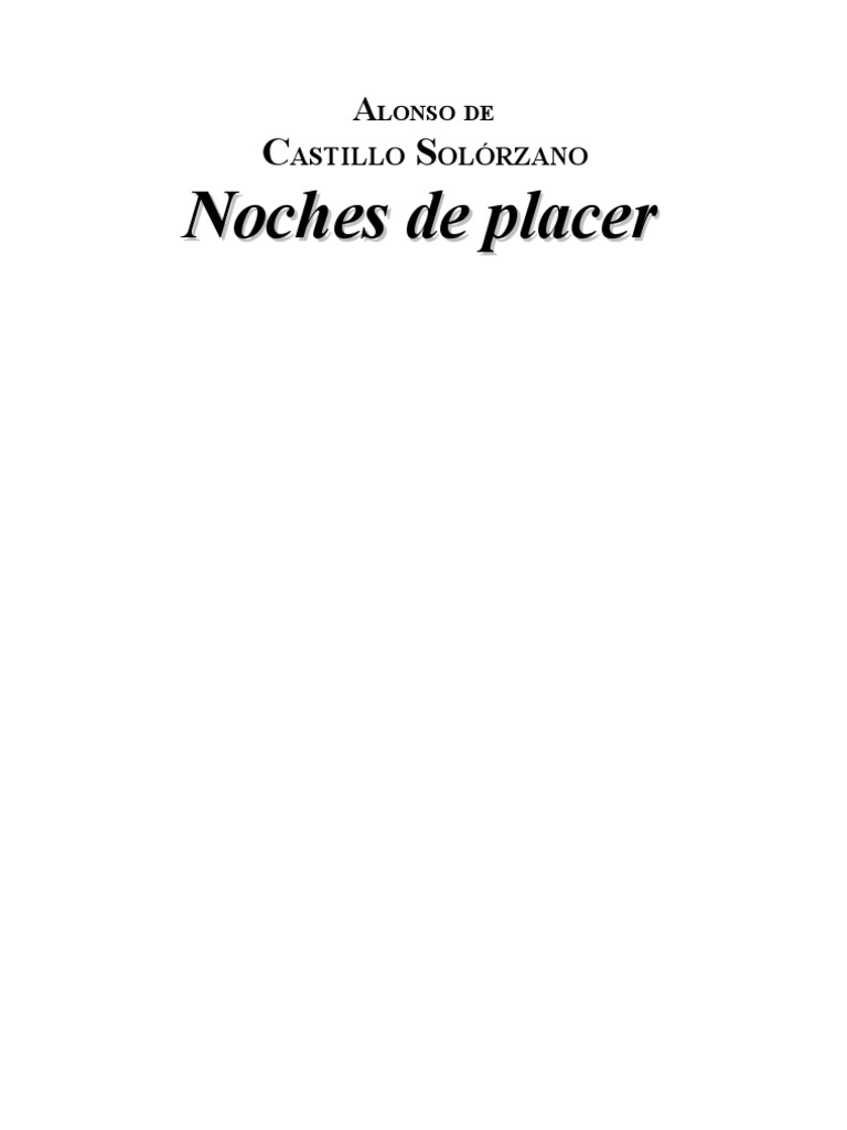 CASTILLO SOLÓRZANO, ALONSO DE Noches de Placer PDF Cupido Claudio