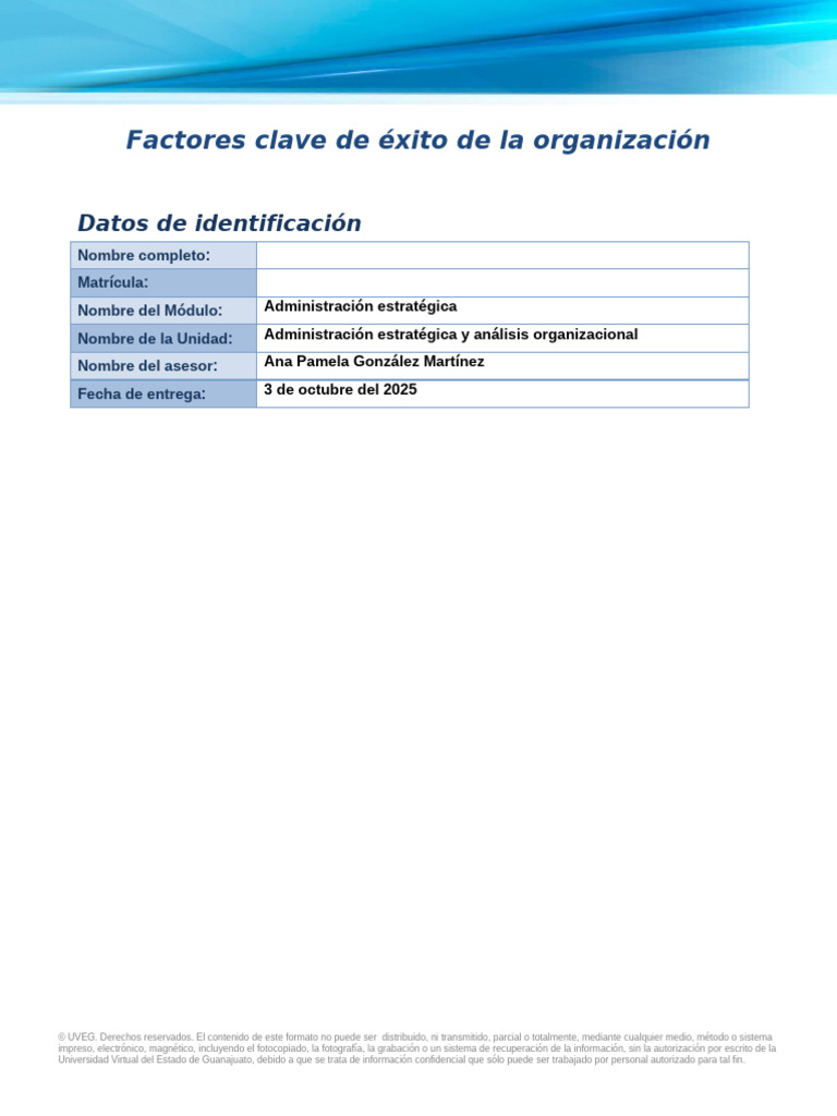 Factores Clave Éxito Organización | PDF | Análisis FODA