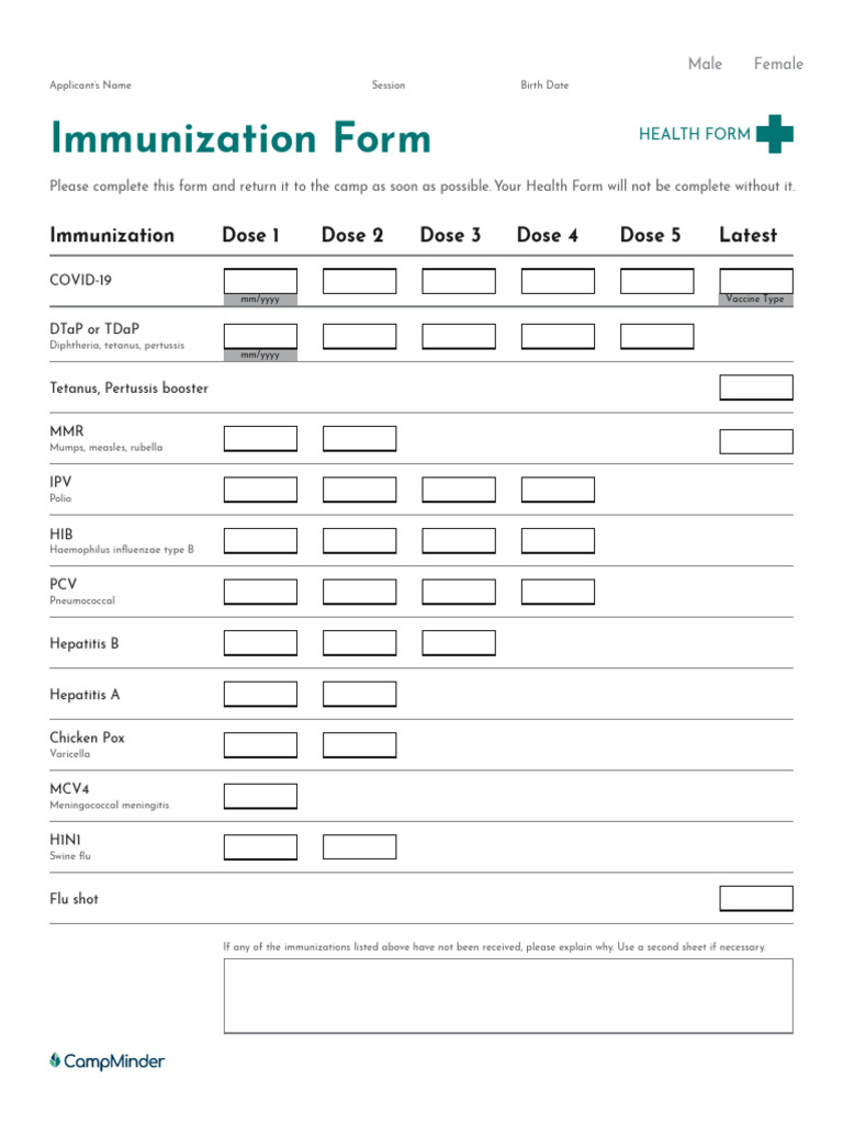 Immunization Form | PDF