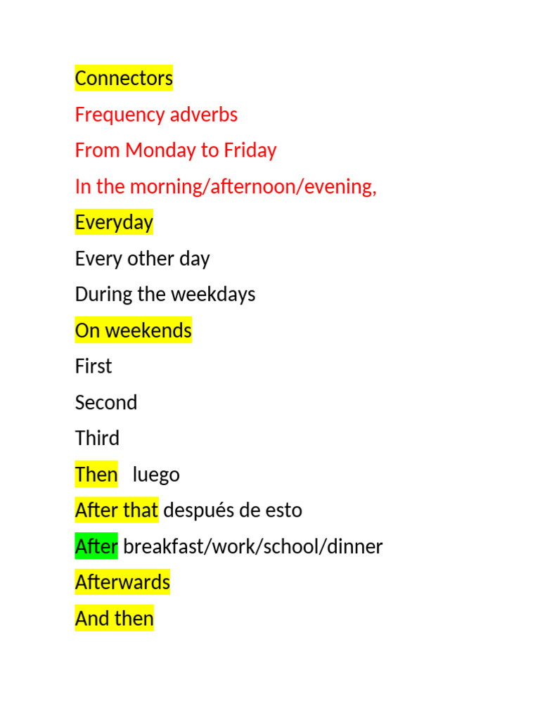 Connectors For Your Daily Routine and Examples | PDF