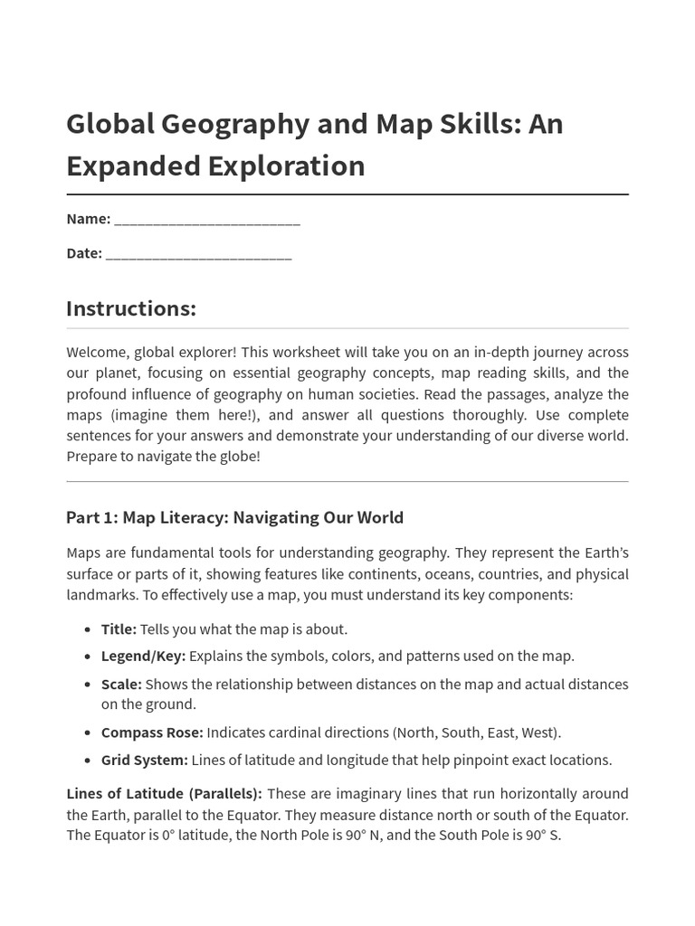 Geography Worksheet Expanded | PDF | Tropics | Temperate Climate