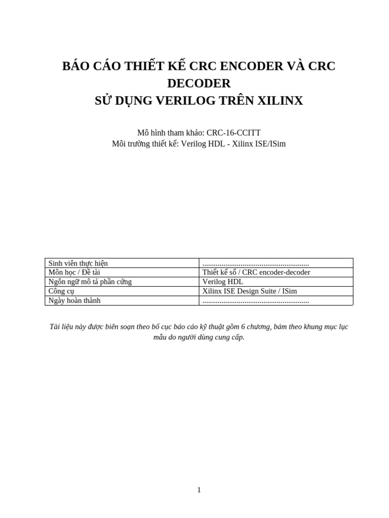CRC Encoder Decoder Xilinx Verilog Report | PDF