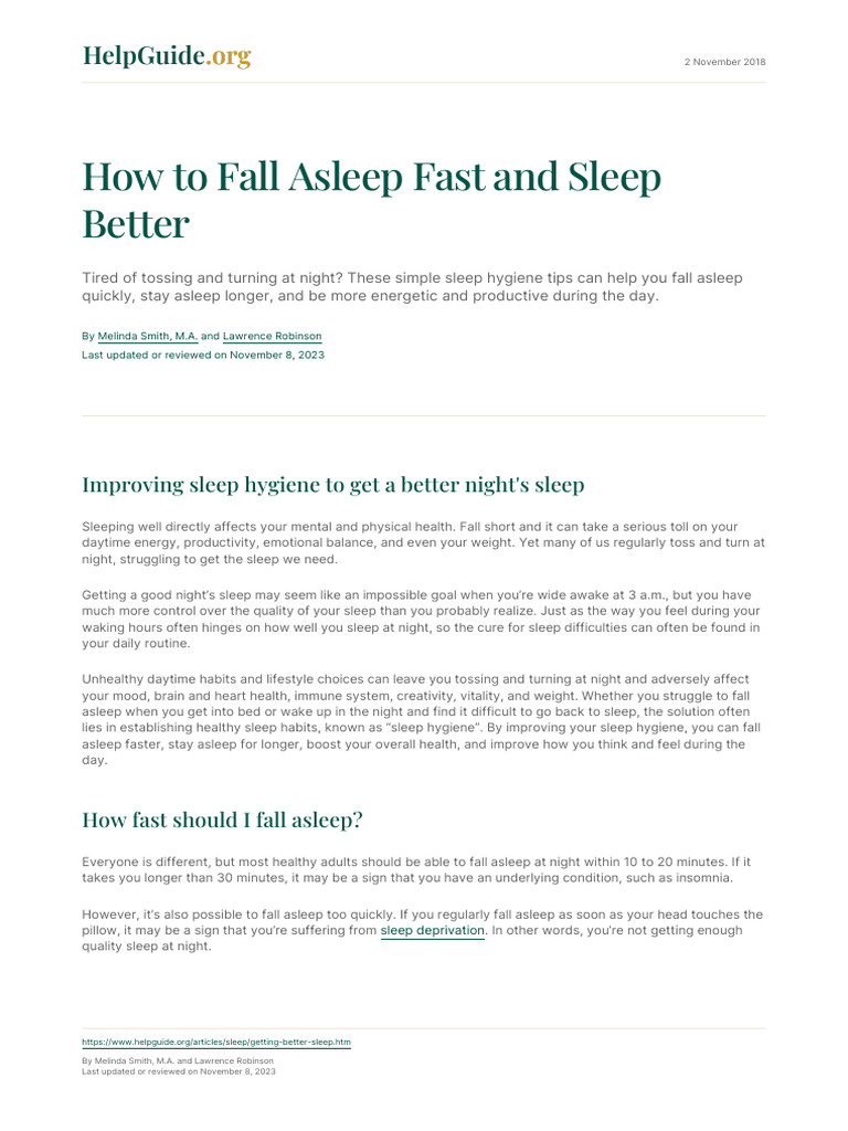 5-How To Fall Asleep Fast and Sleep Better | PDF | Sleep | Circadian Rhythm