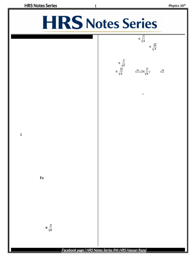 Physics 10th Premium 10 Days Notes (HRS Notes Series) | PDF | Waves ...