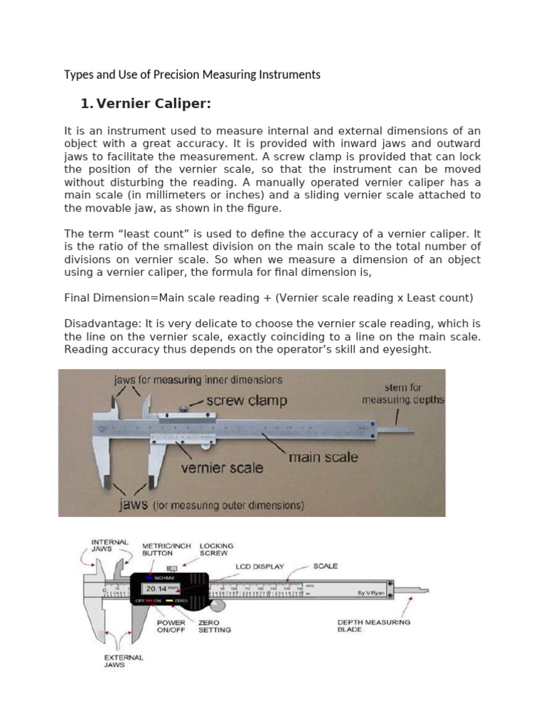 Types and Use of Precision Measuring Instruments | PDF | Mechanical ...