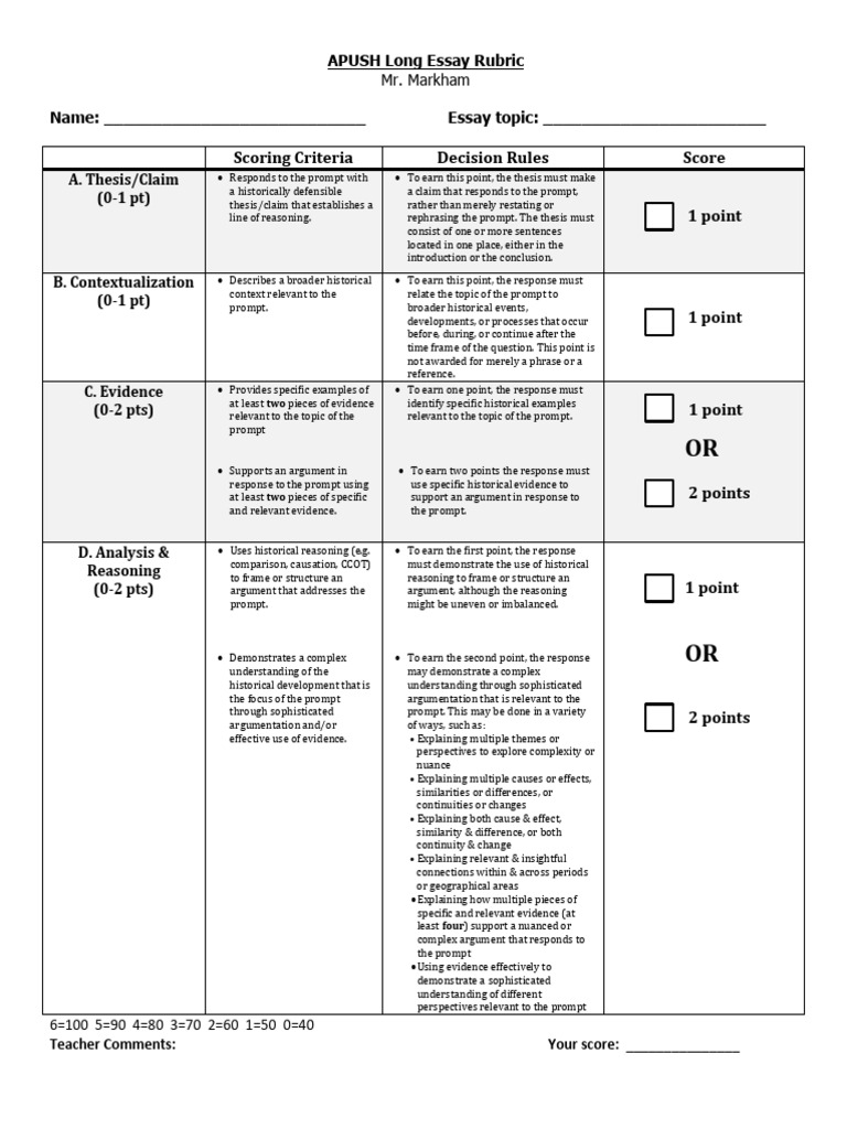 Long Essay Rubric 2023 | PDF