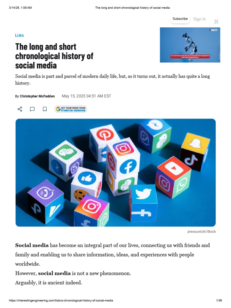 The Long and Short Chronological History of Social Media | PDF | We ...
