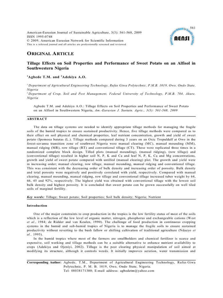 Tillage Effects On Soil Properties and Performance | PDF | Soil | Tillage