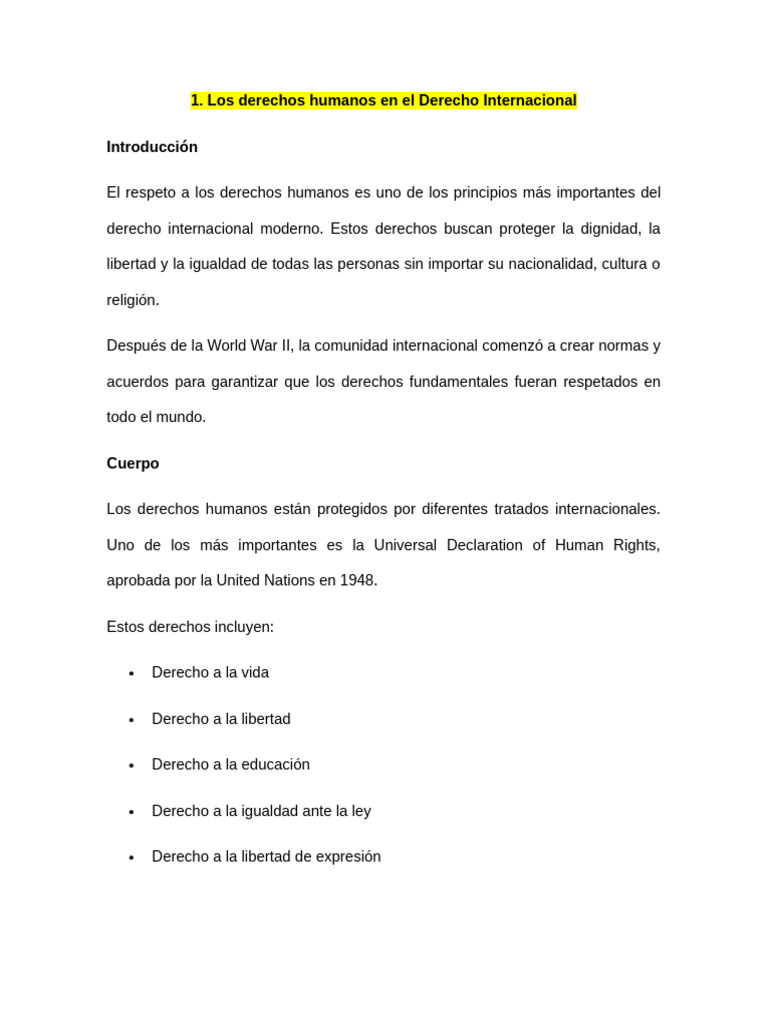 Los Derechos Humanos en El Derecho Internacional | PDF | Entorno ...