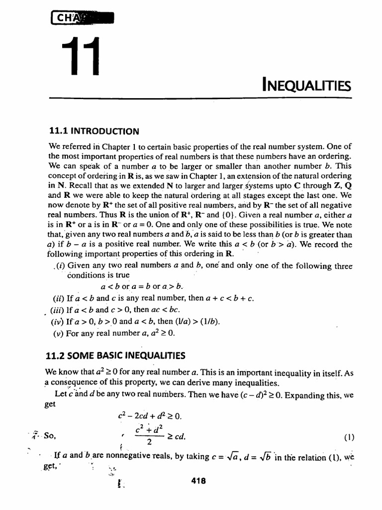 Challenge and Thrill of Pre College Mathematics(Inequalities) | PDF
