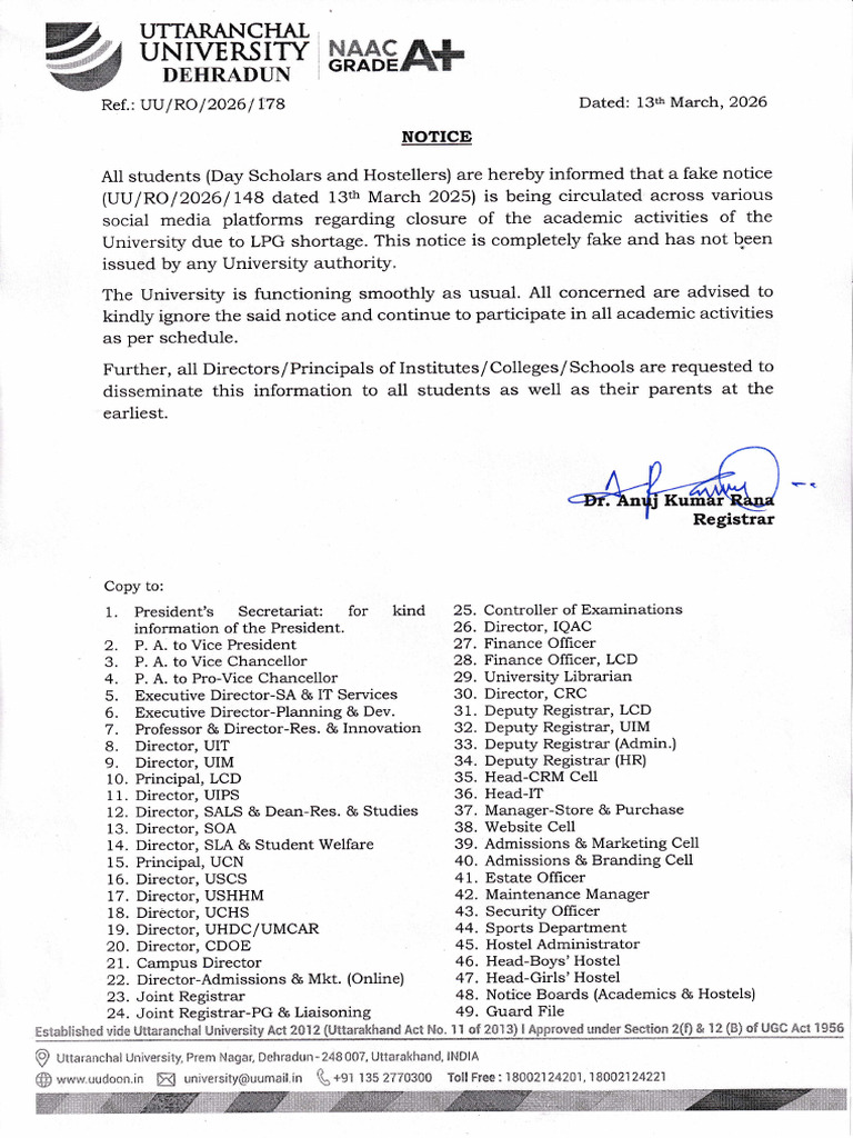 Notice-178-Academic Activities of The University | PDF