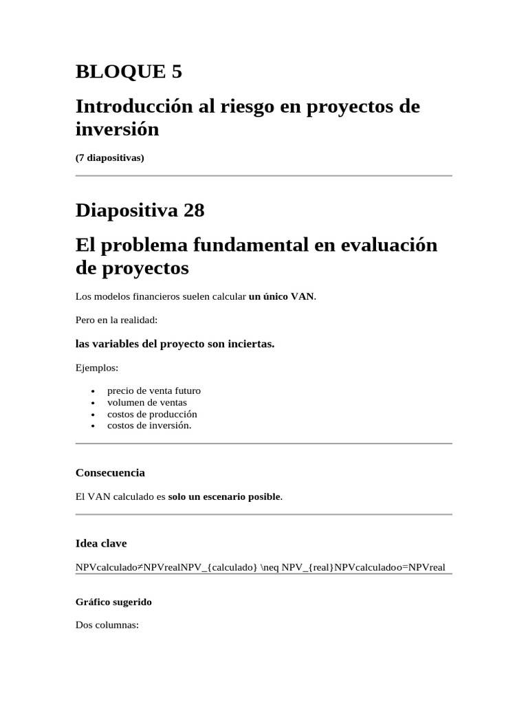BLOQUE 5 Introducción Al Riesgo en Proyectos de Inversión | PDF ...