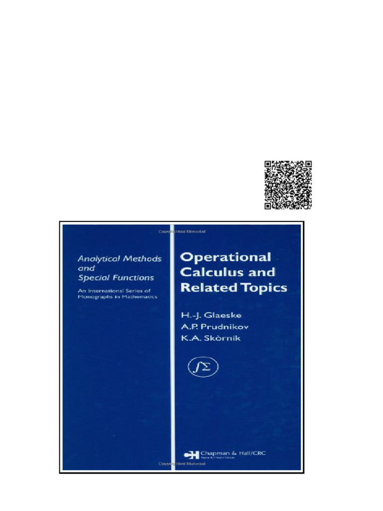 Operational Calculus and Related Topics 1st Edition A. P. Prudnikov ...