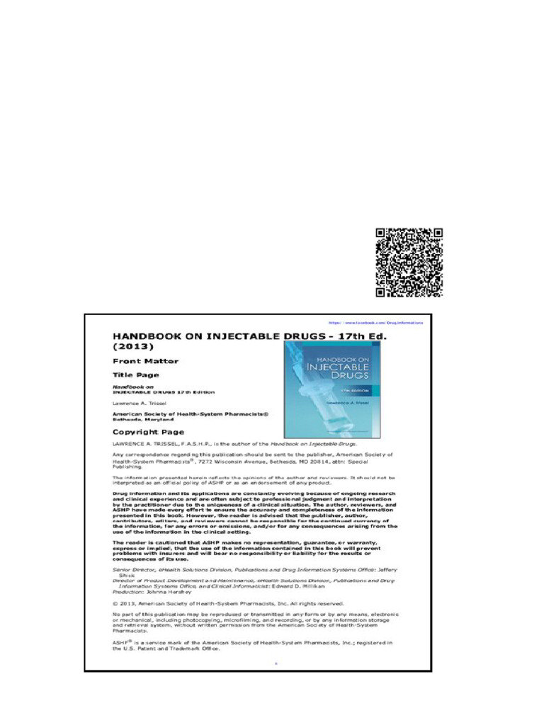 Handbook On Injectable Drugs 17th Edition Lawrence A Trissel | PDF ...